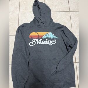 Gray Maine Graphic Hoodie NEW